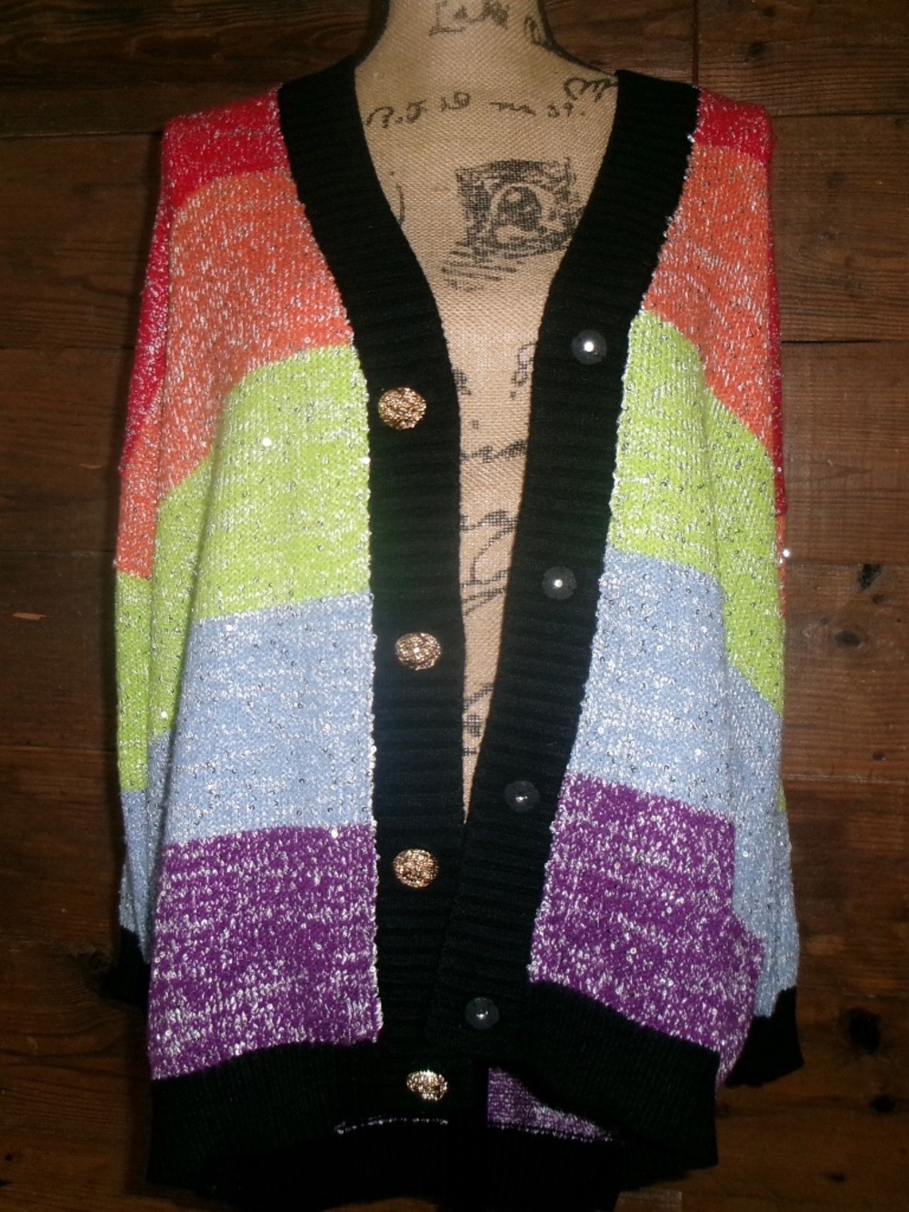 Rainbow glittery OliviaRubin oversized cardigan size S